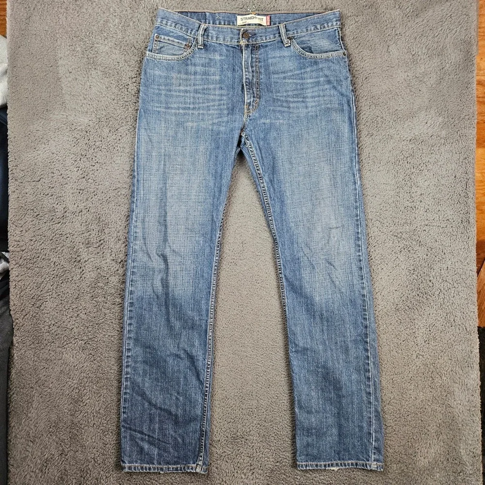 Levis 505 Mens Straight Fit Jeans 36x36 Medium Wash Blue Denim Cotton